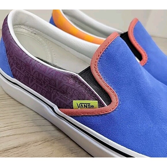 VANS Mix & Match Classic Slip-On Blue Suede Grape VANS Orange Check M 8/W 9.5 - Picture 9 of 14
